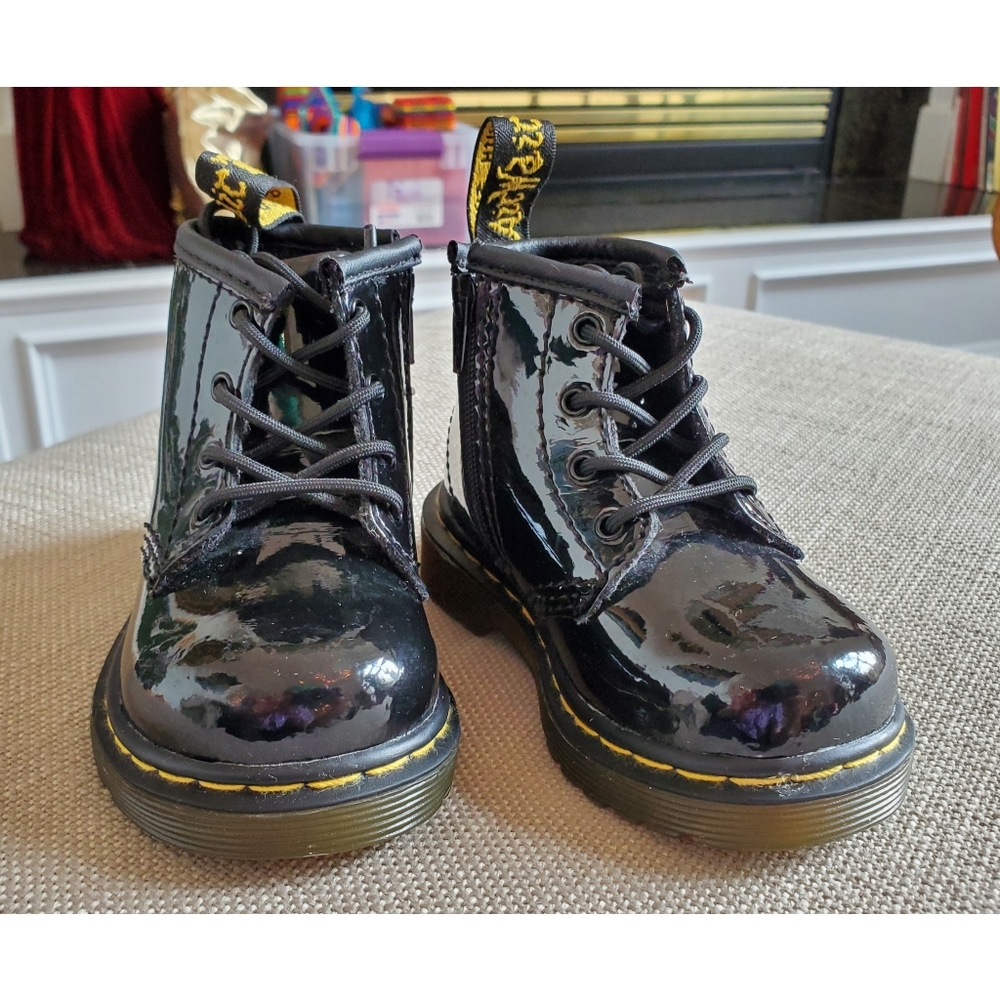 Dr. AirWair Martens | Shiny Black Lace Up/Zip Up Toddler Boots | Size 5